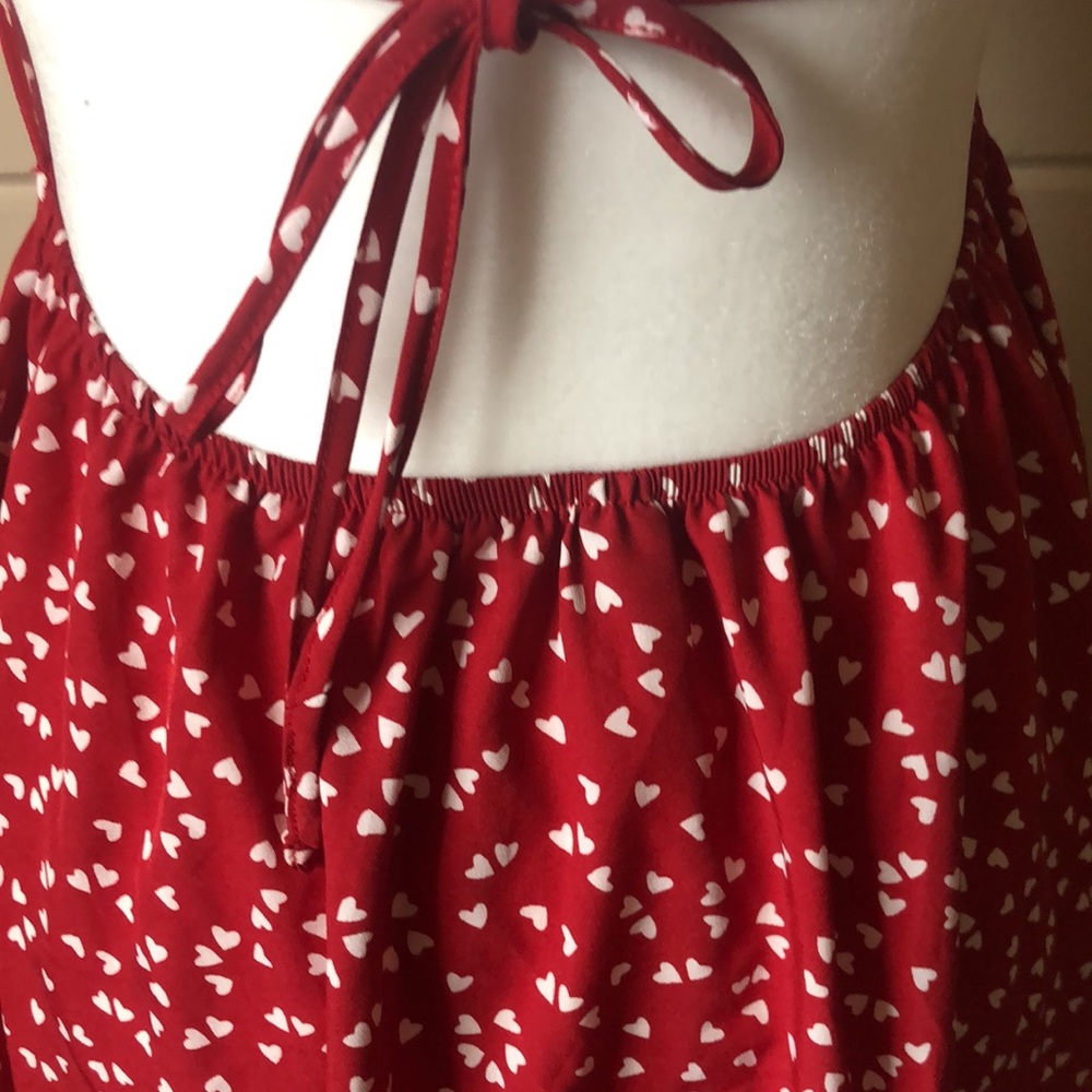 Confetti Heart Print Crisscross Tie Backless Cami Summer Dress Size Small - Picture 7 of 9